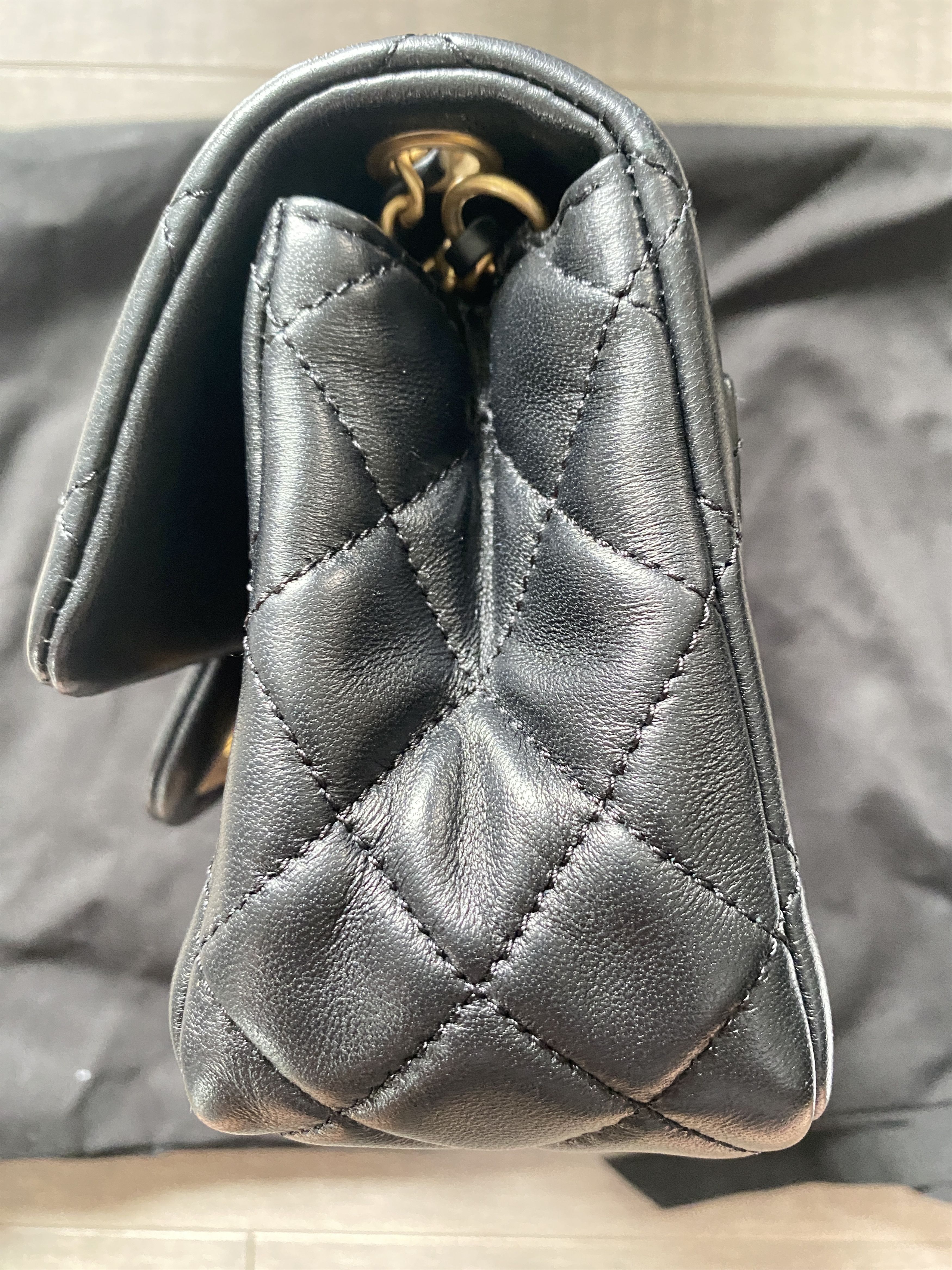 Chanel CHANEL Black Mini Square Pearl Crush Gold Ball Flap Bag Size ONE SIZE - 4 Thumbnail
