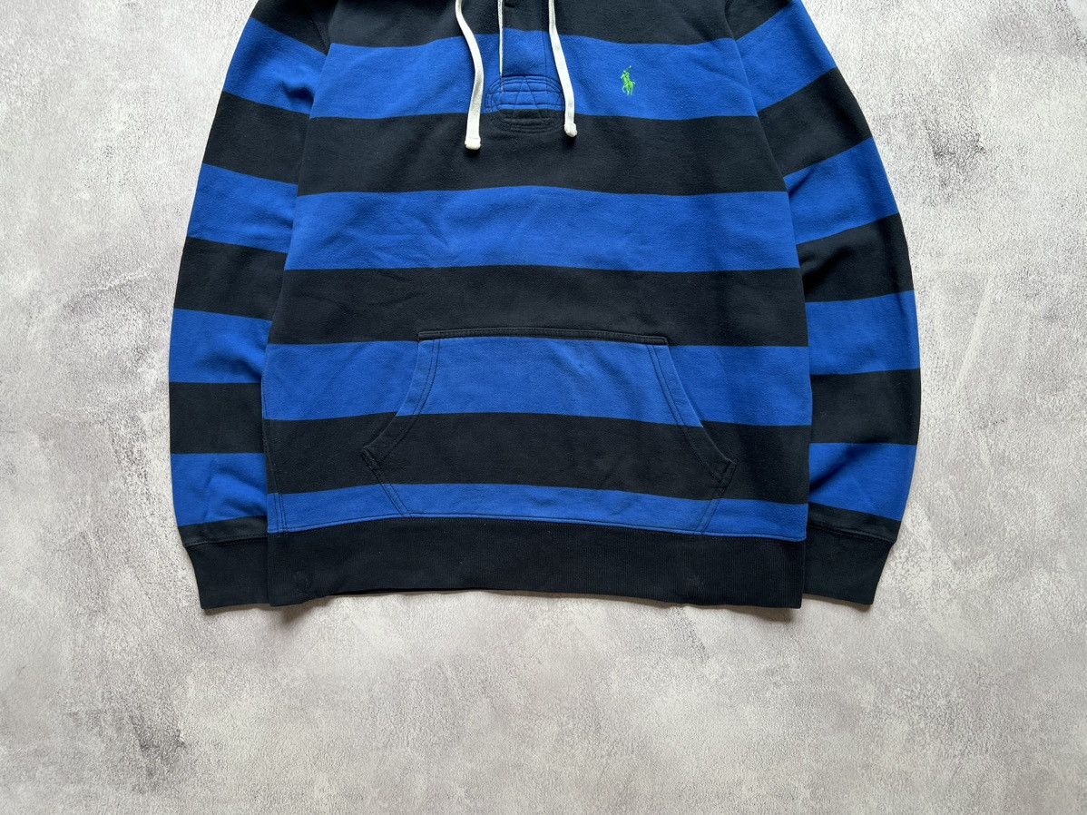 Polo Ralph Lauren VTG Polo Ralph Lauren Striped Rugby Hoodie Size L Size US L / EU 52-54 / 3 - 3 Thumbnail
