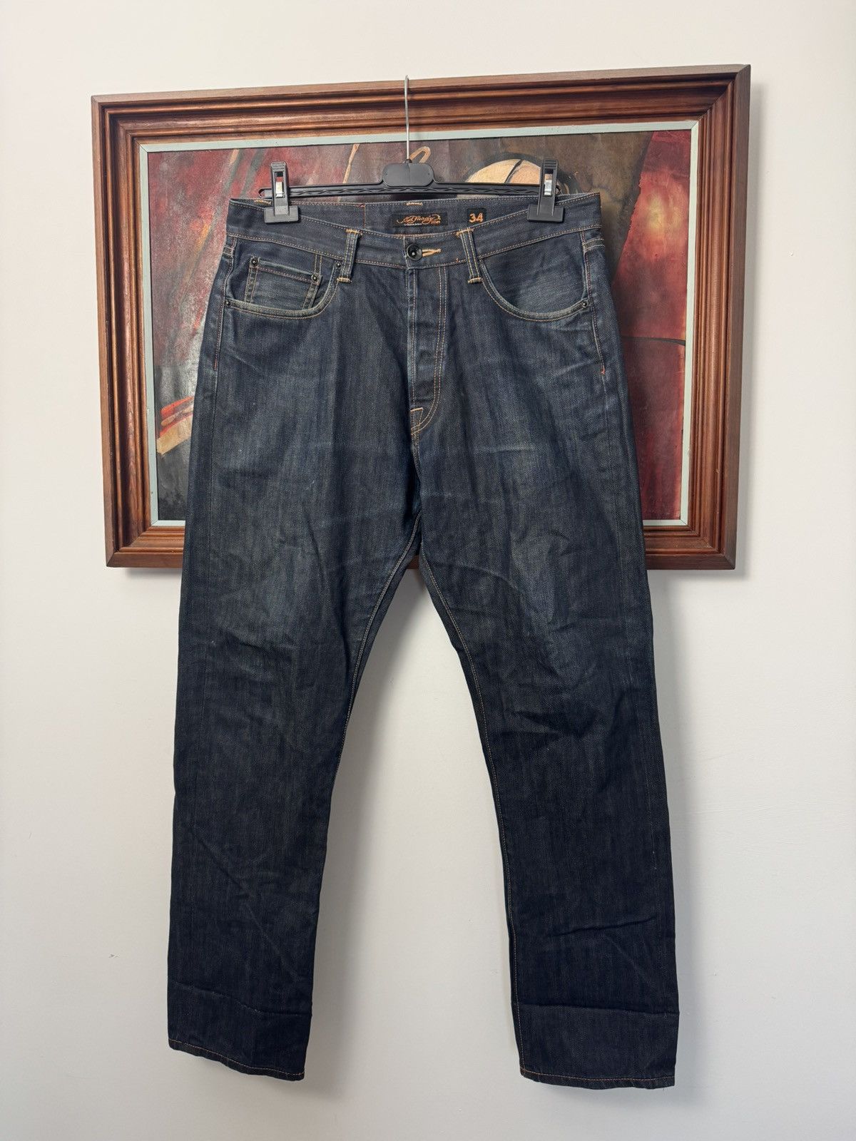 Ed Hardy Rare Vintage Ed Hardy Spellout Logo Denim Drip Pants Y2K 00s Size US 34 / EU 50 - 2 Thumbnail
