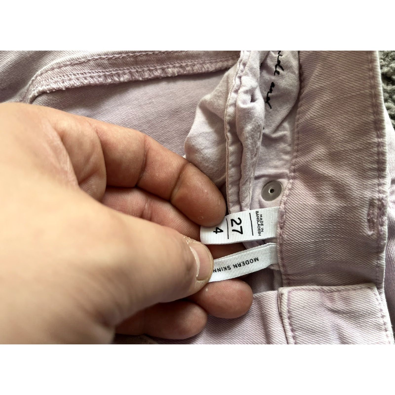 Ann Taylor Ann Taylor Loft Jeans Women 4 Pink Denim 5-Pocket Zipper Button Fringe Skinny Mid Rise Inseam 26 Womens Size 27" / US 4 / IT 40 - 6 Thumbnail