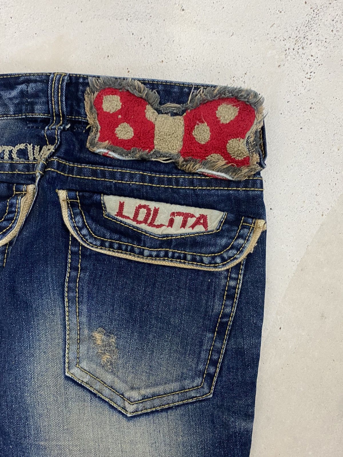 Japanese Brand Vintage Lolita X Yoshitomo Nara Patches Mud Washed Whisker Size US 29 - 17 Thumbnail