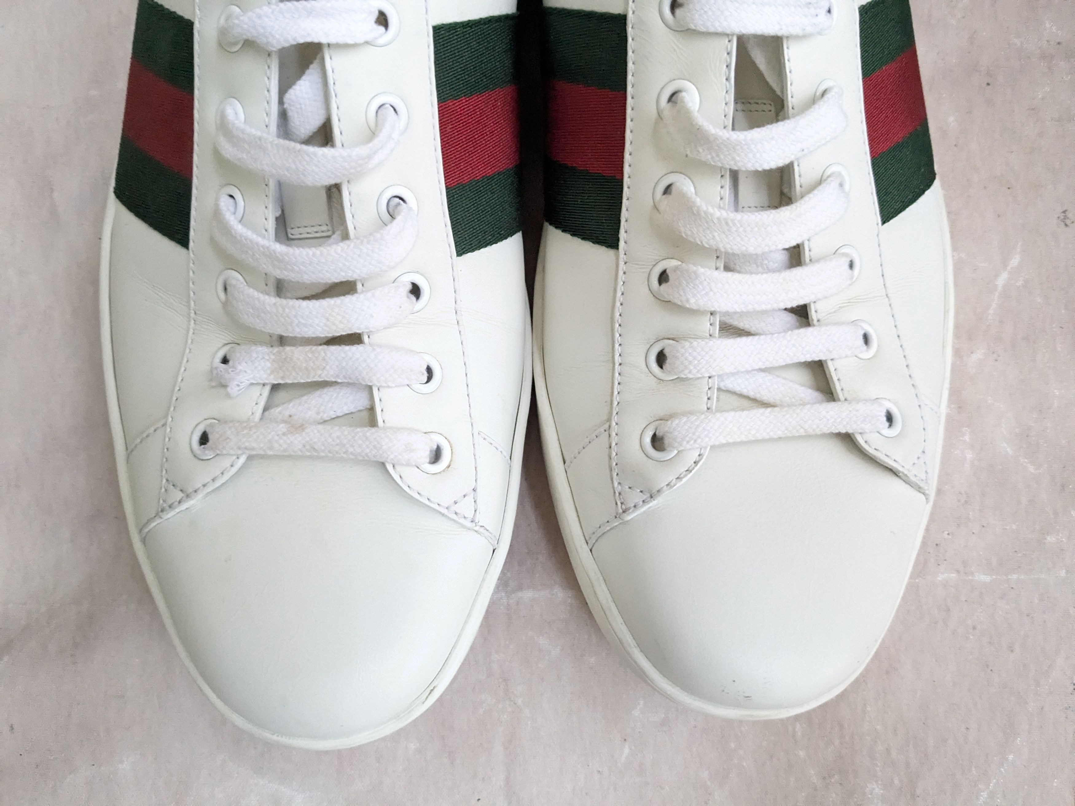 Gucci Gucci Ace Sneakers White 13.5 Red Low Tops Canvas Logo GG Size US 13 / EU 46 - 2 Thumbnail
