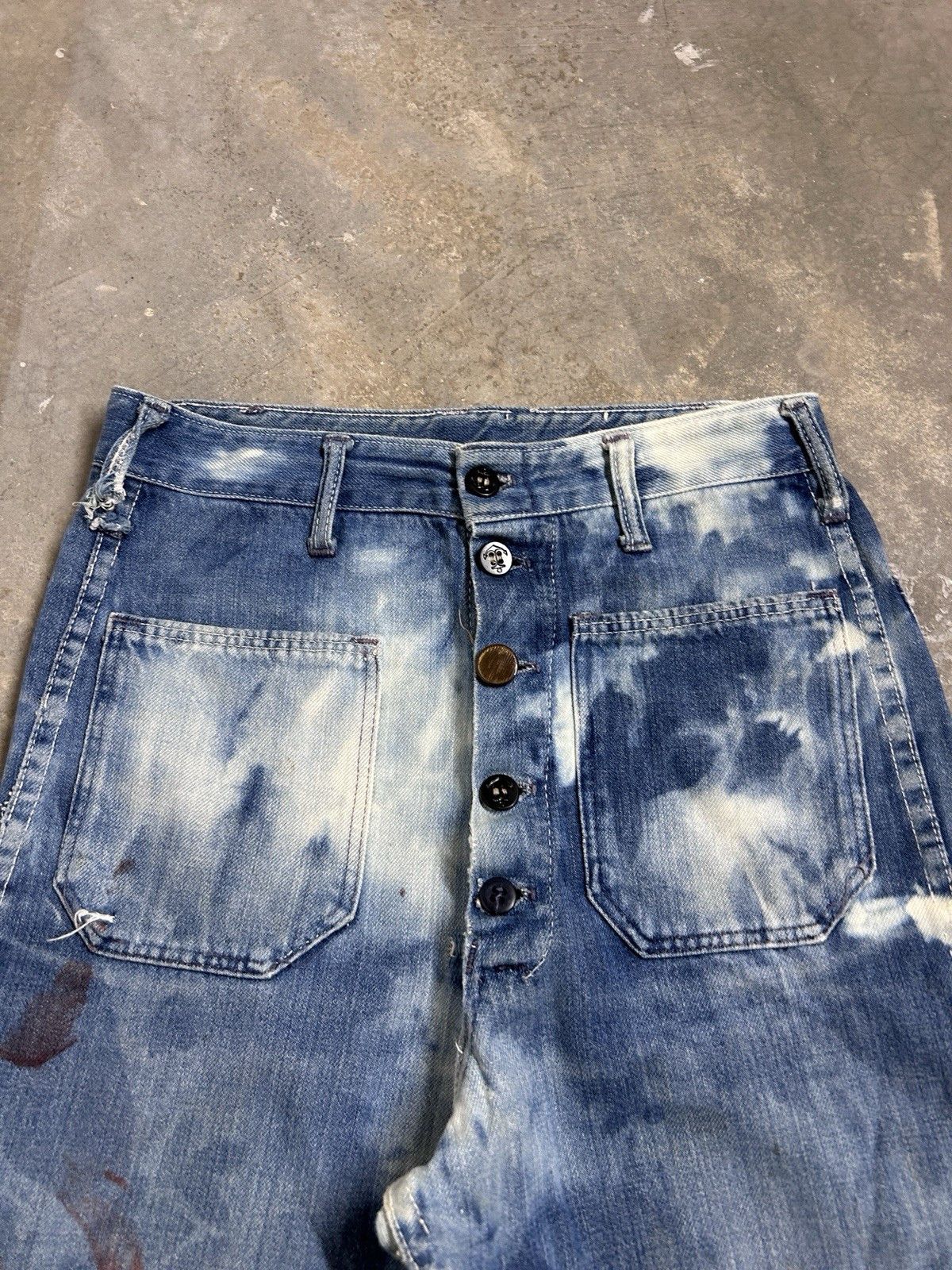 Other Vintage 60’s Flared High Jeans Boho Bleached Distressed Size 26" / US 2 / IT 38 - 3 Thumbnail