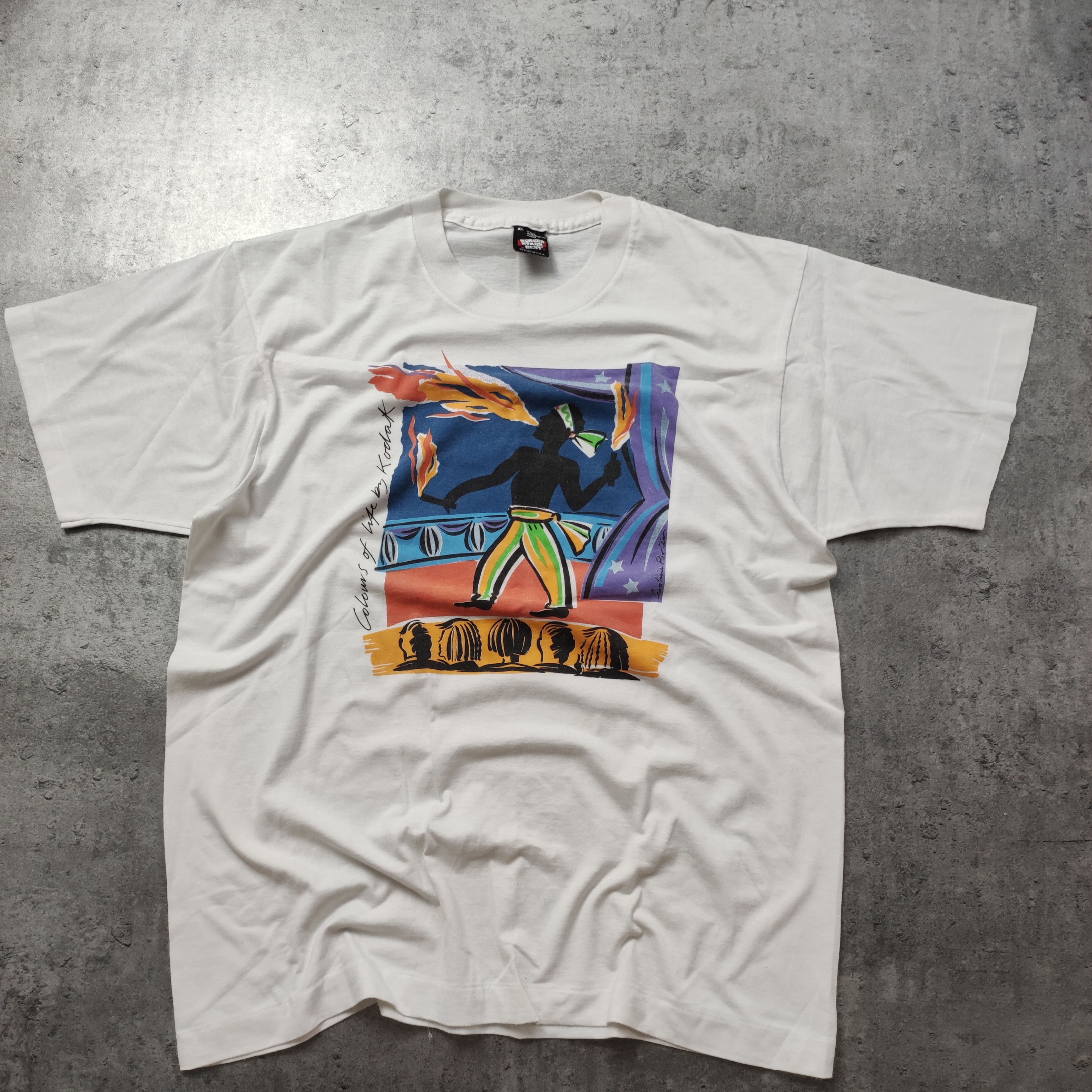 Vintage Vintage 90s Screen Stars Flame Dancer Promo Tee Size US XL / EU 56 / 4 - 2 Thumbnail