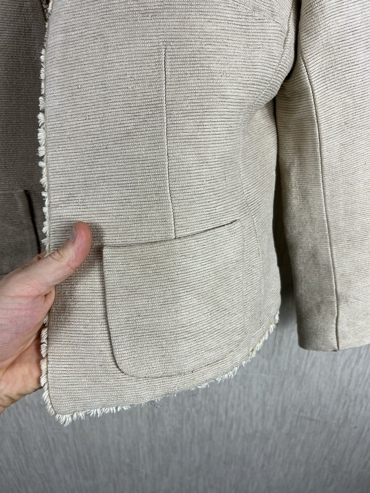 Designer × L'AGENCE L’agence raw silk blazer striped jacket distressed sand Size M / US 6-8 / IT 42-44 - 9 Thumbnail