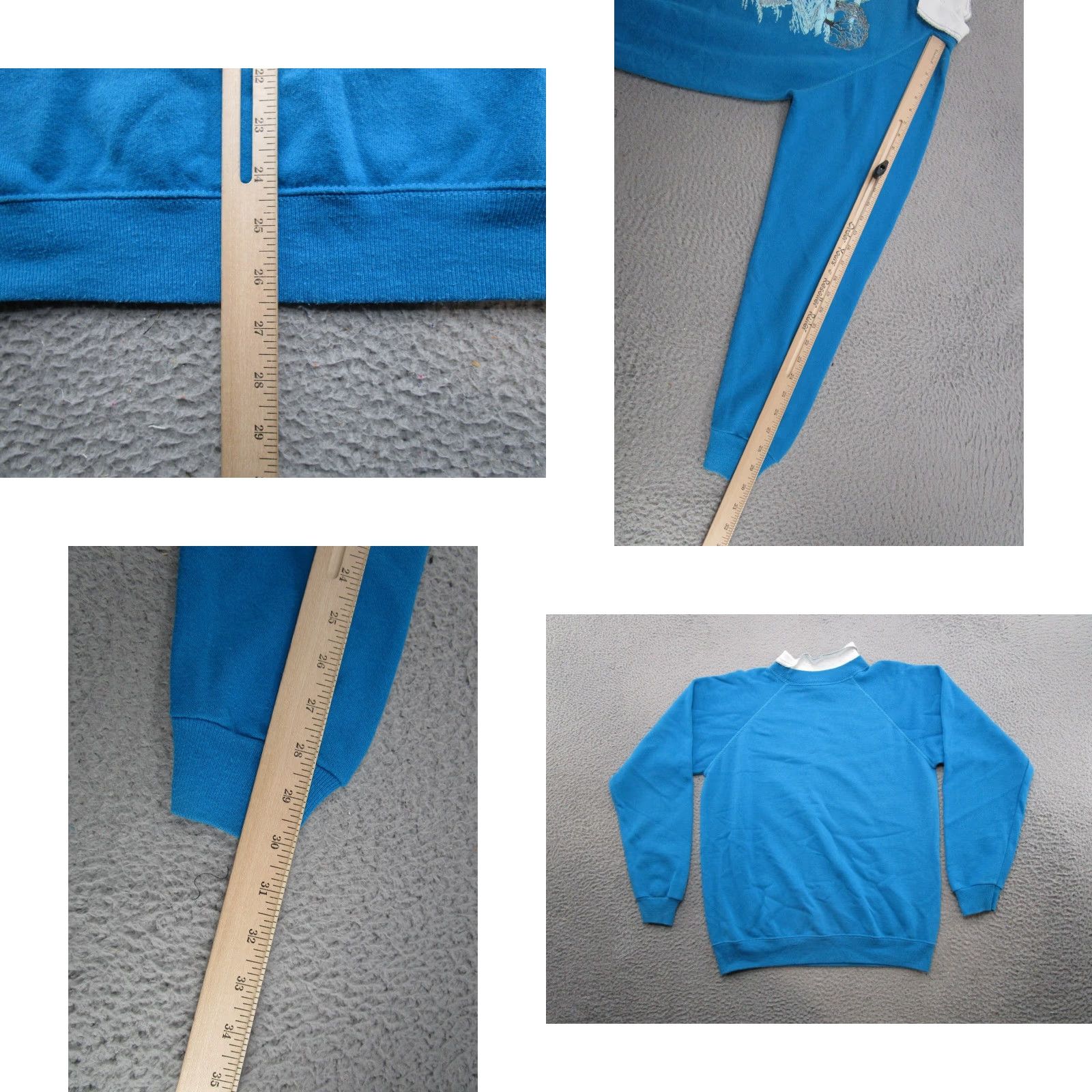Vintage VTG 80s Morning Sun Farm Winter Raglan Sleeve Sweatshirt SZ L Grandma Women Pullover Blue Size L / US 10 / IT 46 - 8 Thumbnail