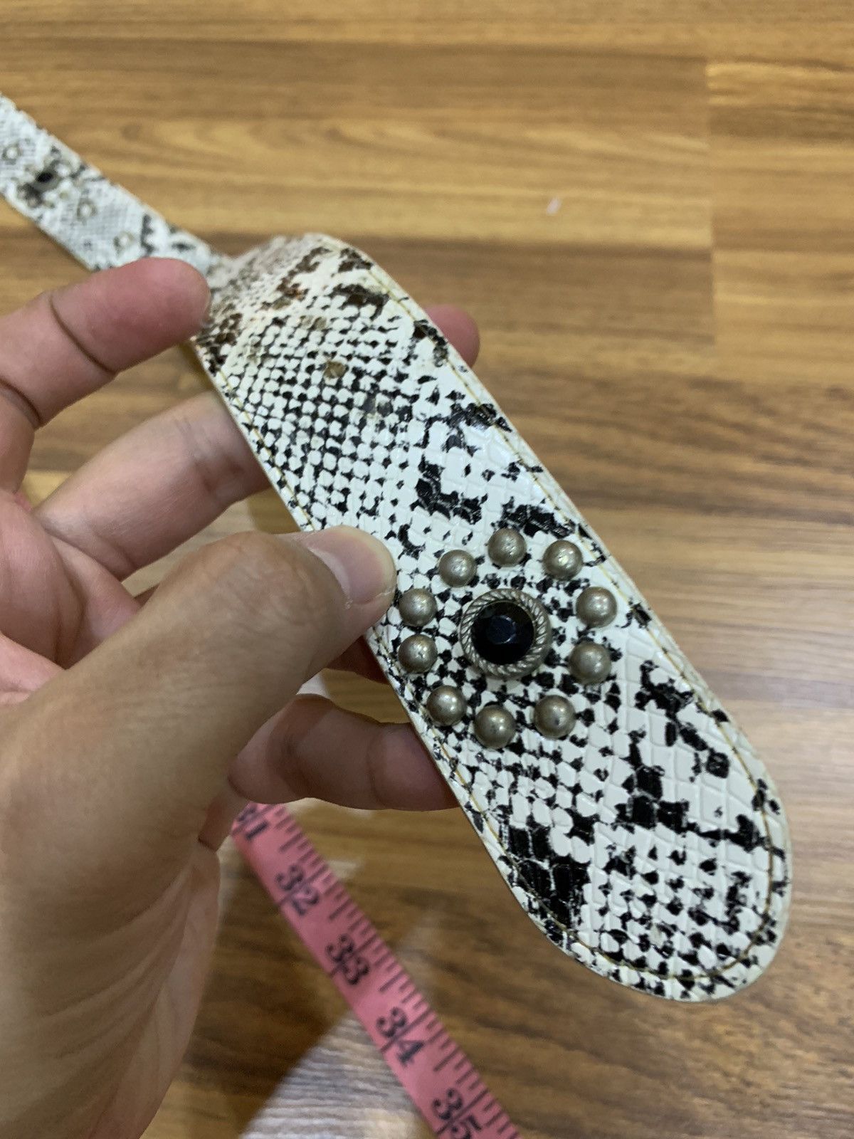 Japanese Brand PYTHON PRINT SINTETIC BELT Size 34 - 4 Thumbnail