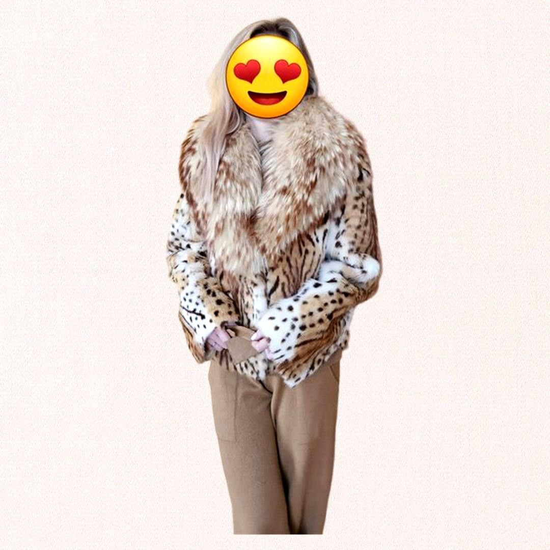 Designer Leopard print natural rabbit fur coat sz S Size S / US 4 / IT 40 - 1 Thumbnail