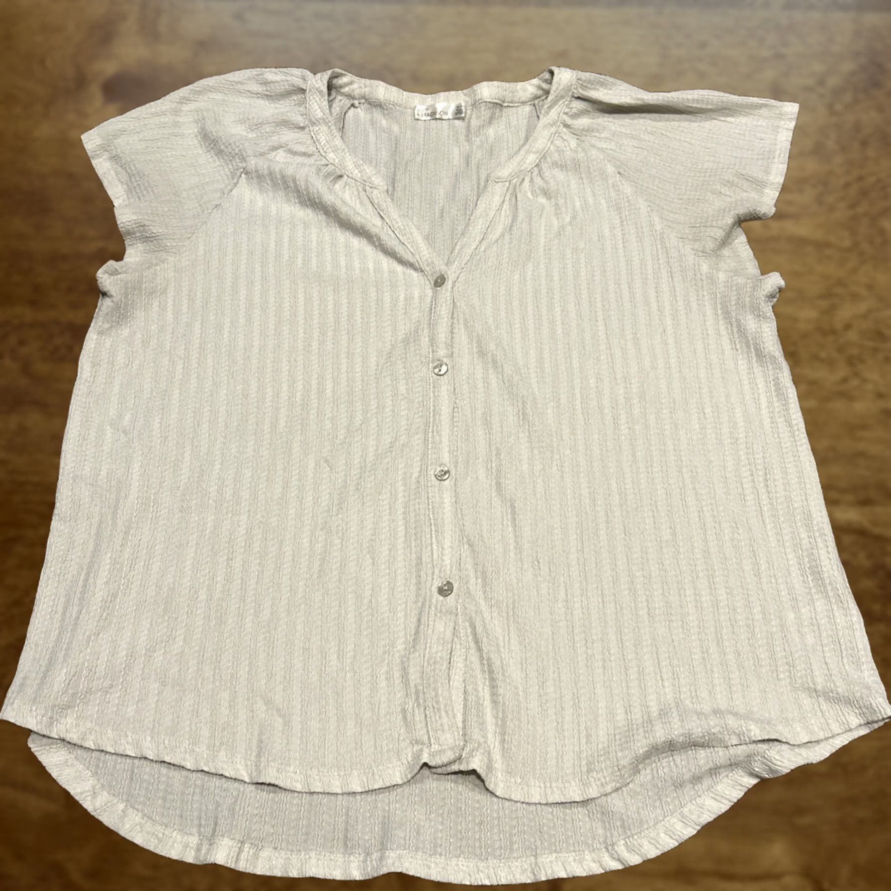 Vintage 89th Madison Blouse Shirt Women XL Gray Polyester Blend Round Neck Short Sleeves 90s Women’s Size XL / US 12-14 / IT 48-50 - 1 Thumbnail