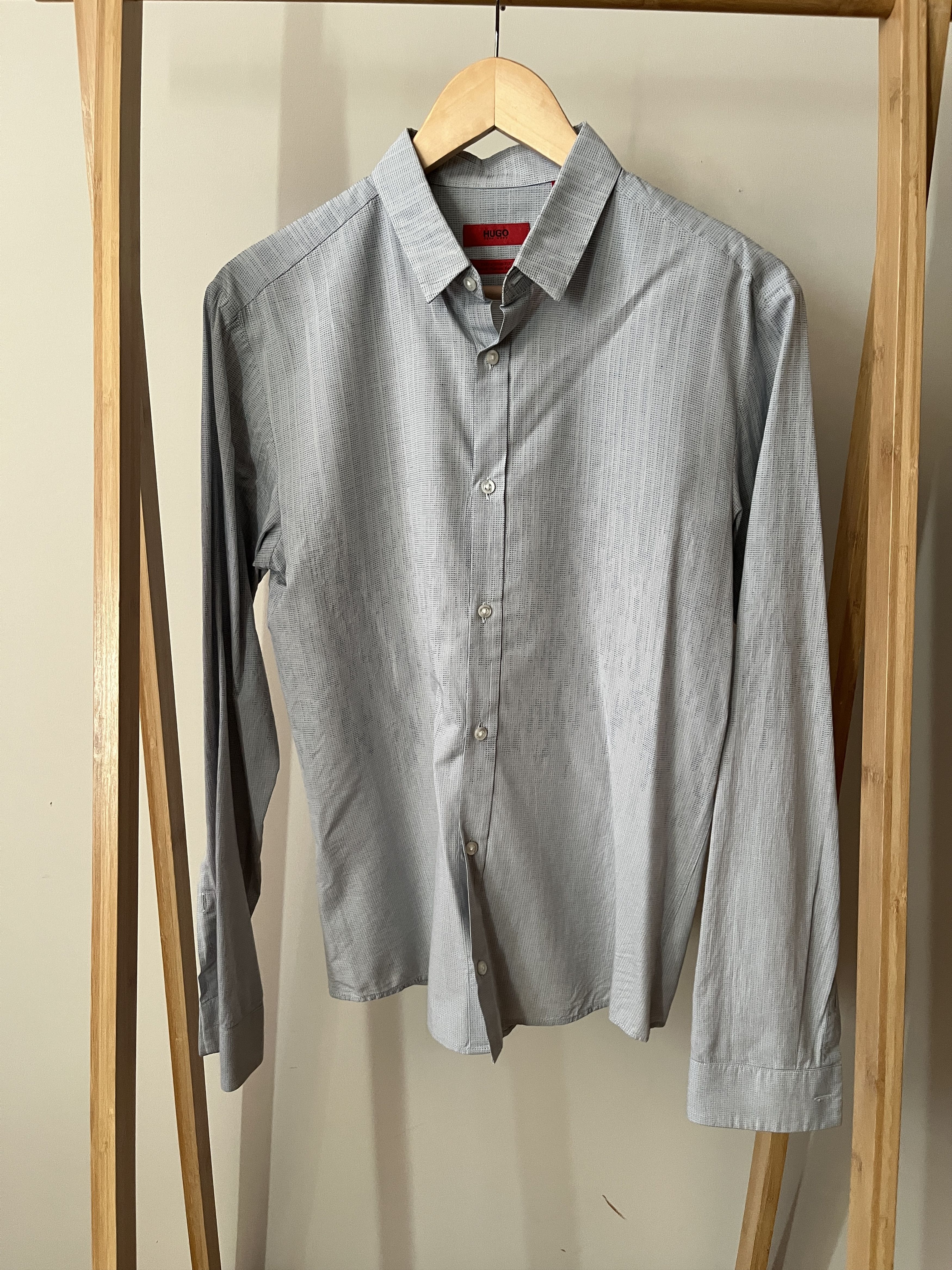 Hugo HUGO light gray patterned button-down shirt XS Size US XS / EU 42 / 0 - 1 Thumbnail