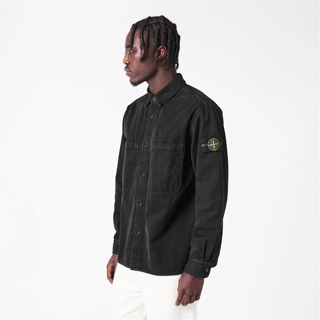 Stone Island o1g2r1mq0526 Button Overshirt in Nero Size US L / EU 52-54 / 3 - 3 Thumbnail