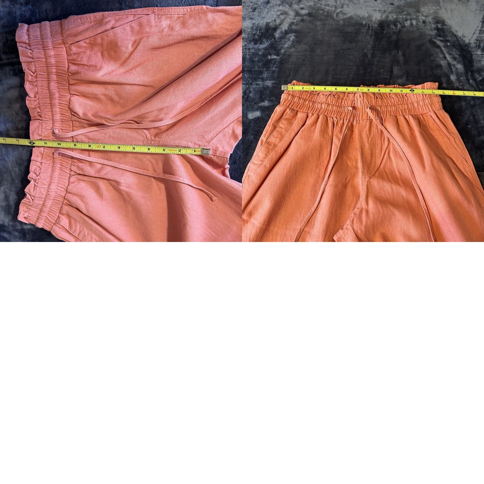 Vintage A New Day Linen Blend Pants Women M Orange Drawstring Pockets High Rise Flat Front Knit 26in Inseam 37in Seasonal Beach Bohemian 2021 Size 32" / US 10 / IT 46 - 11 Thumbnail