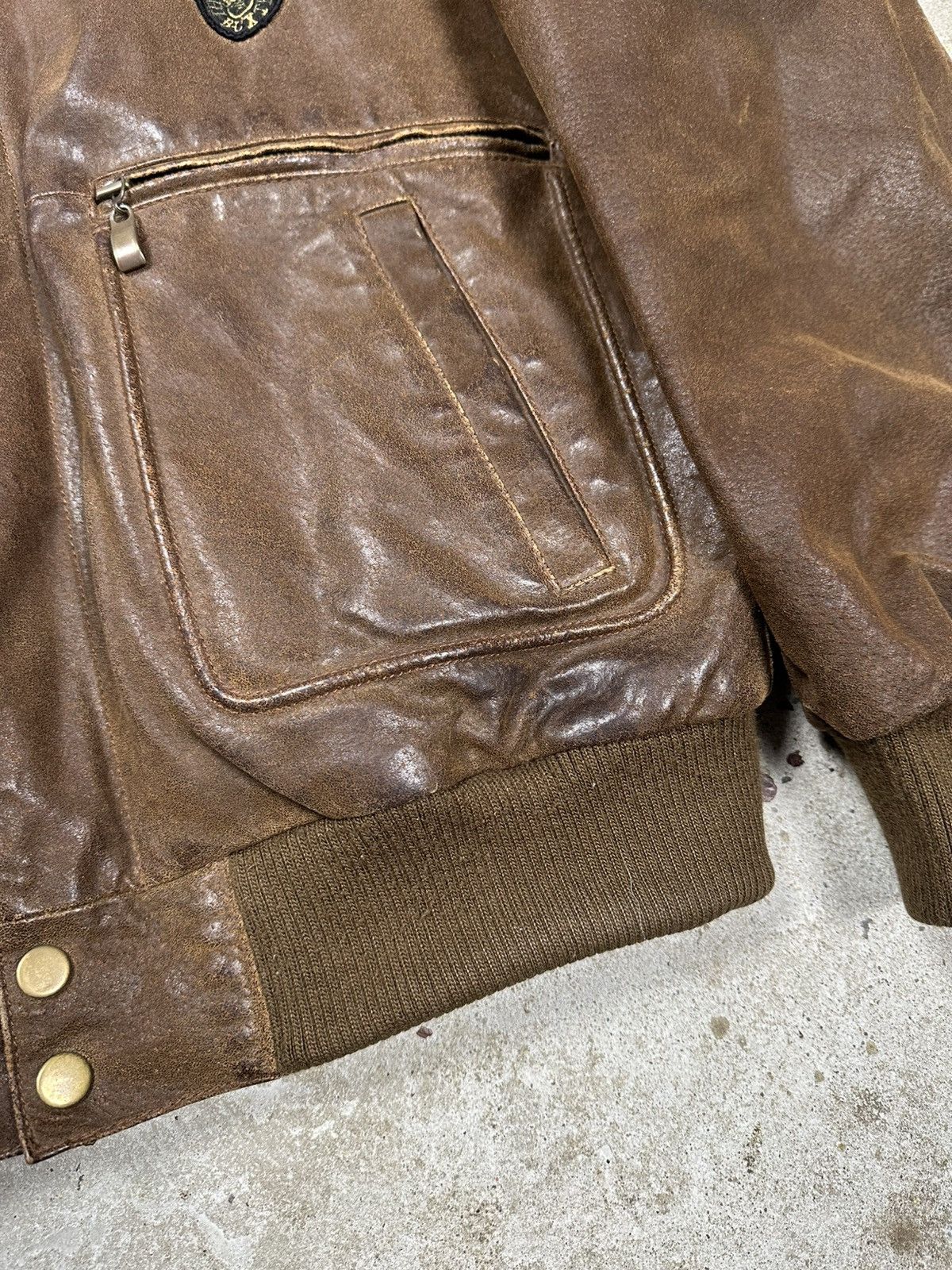 Genuine Leather × Vintage Vintage Y2K Top Gun A2 Flyers Brown Bomber Leather Jacket Size US L / EU 52-54 / 3 - 3 Thumbnail