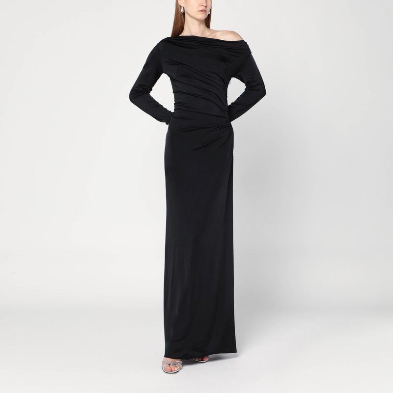 Victoria Beckham Long Black Dress In Viscose Jersey