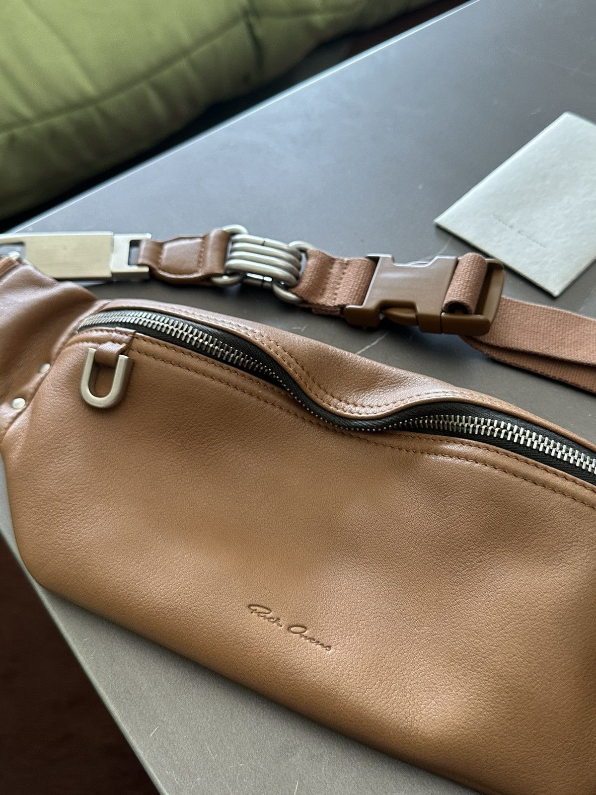 Rick Owens FW21 Gethsemane Geo Leather Bum Bag Honey Calfskin Size ONE SIZE - 2 Thumbnail