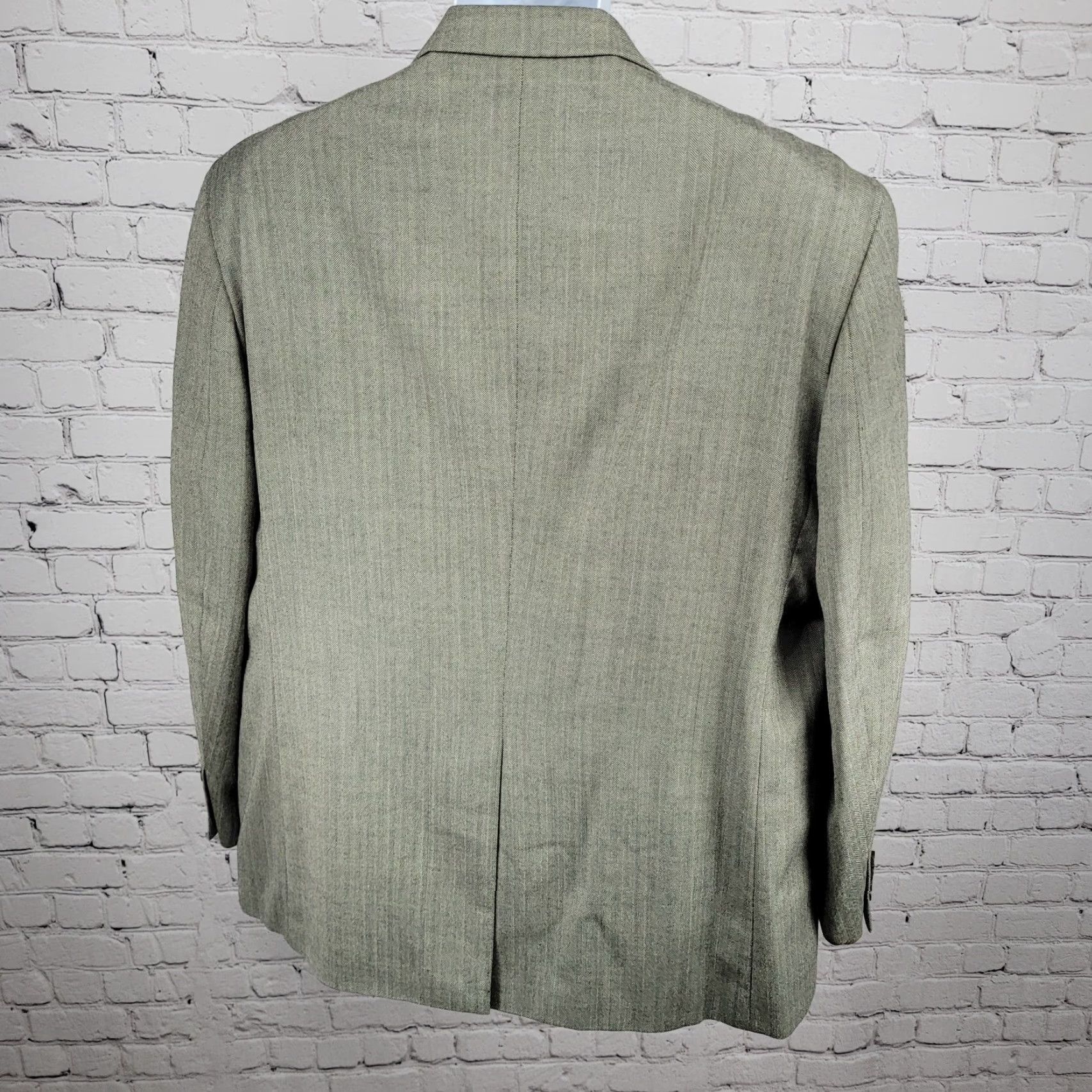Ralph Lauren Lauren Ralph Lauren Black Grey Silk Wool Herringbone 2-Button Blazer Sport Coat Men 48 Regular Mens Size 48R - 2 Thumbnail