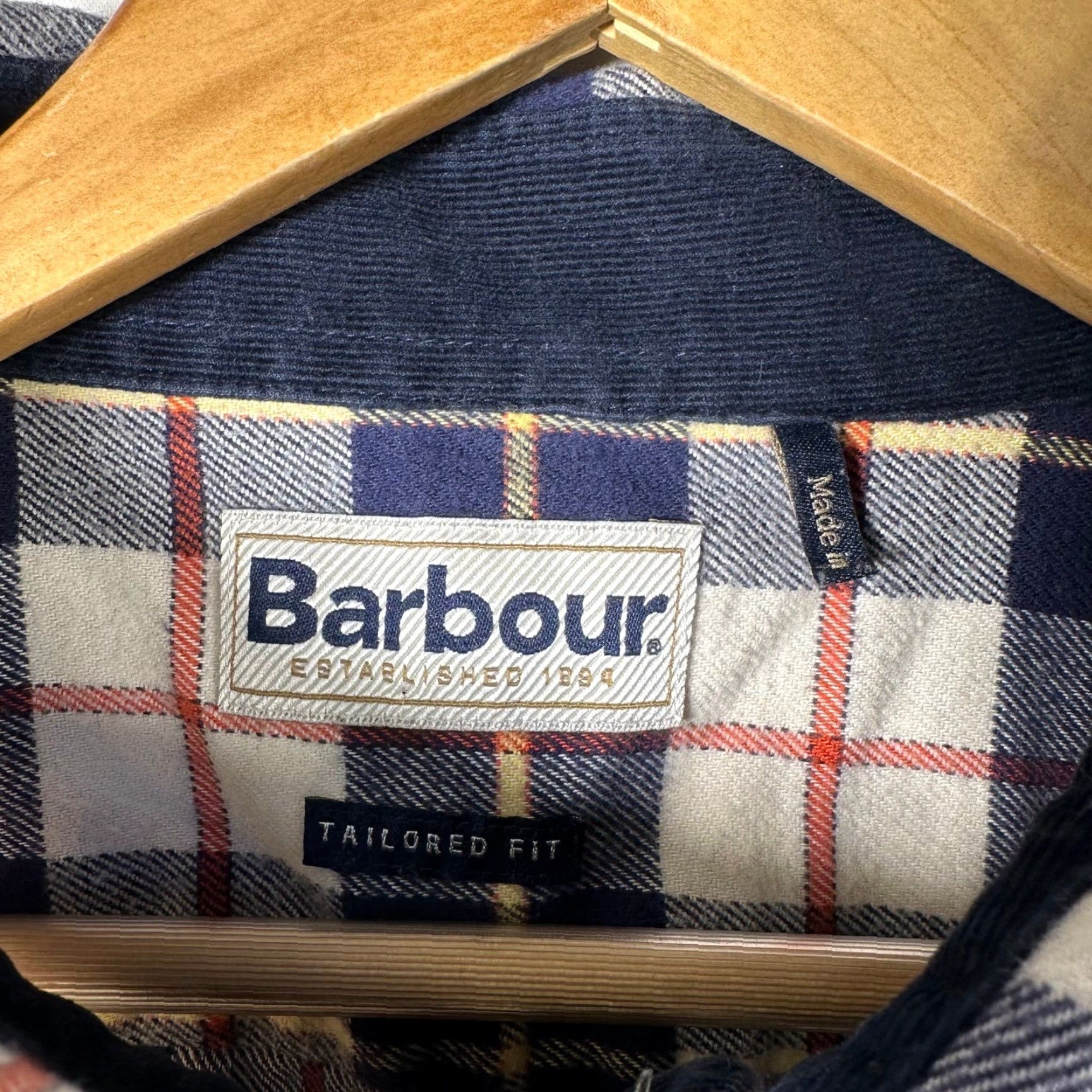 Barbour Barbour Barbour Blake Tailored Fit Plaid Button Down Flannel Shirt Mens 2XLT Navy Multicolor Long Sleeve Button-Up Size US XXL / EU 58 / 5 - 6 Thumbnail