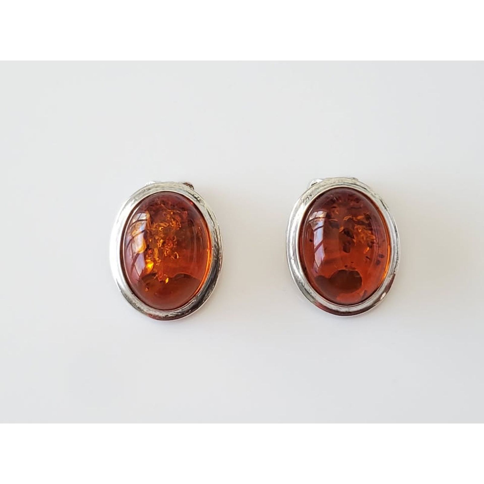 Other Vintage Amber Baltic Clip-on Sterling Silver Earrings Size ONE SIZE - 2 Thumbnail