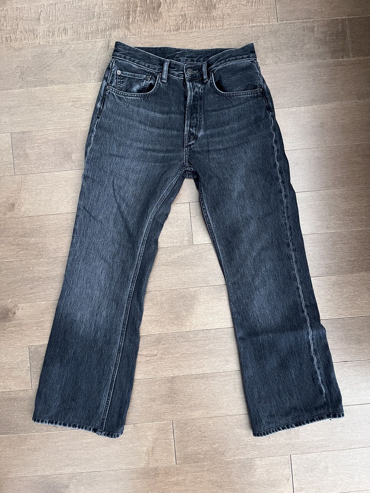 image of Acne Studios 1992 Flared Jeans (Hemmed) in Washed Black, Men's (Size 30)