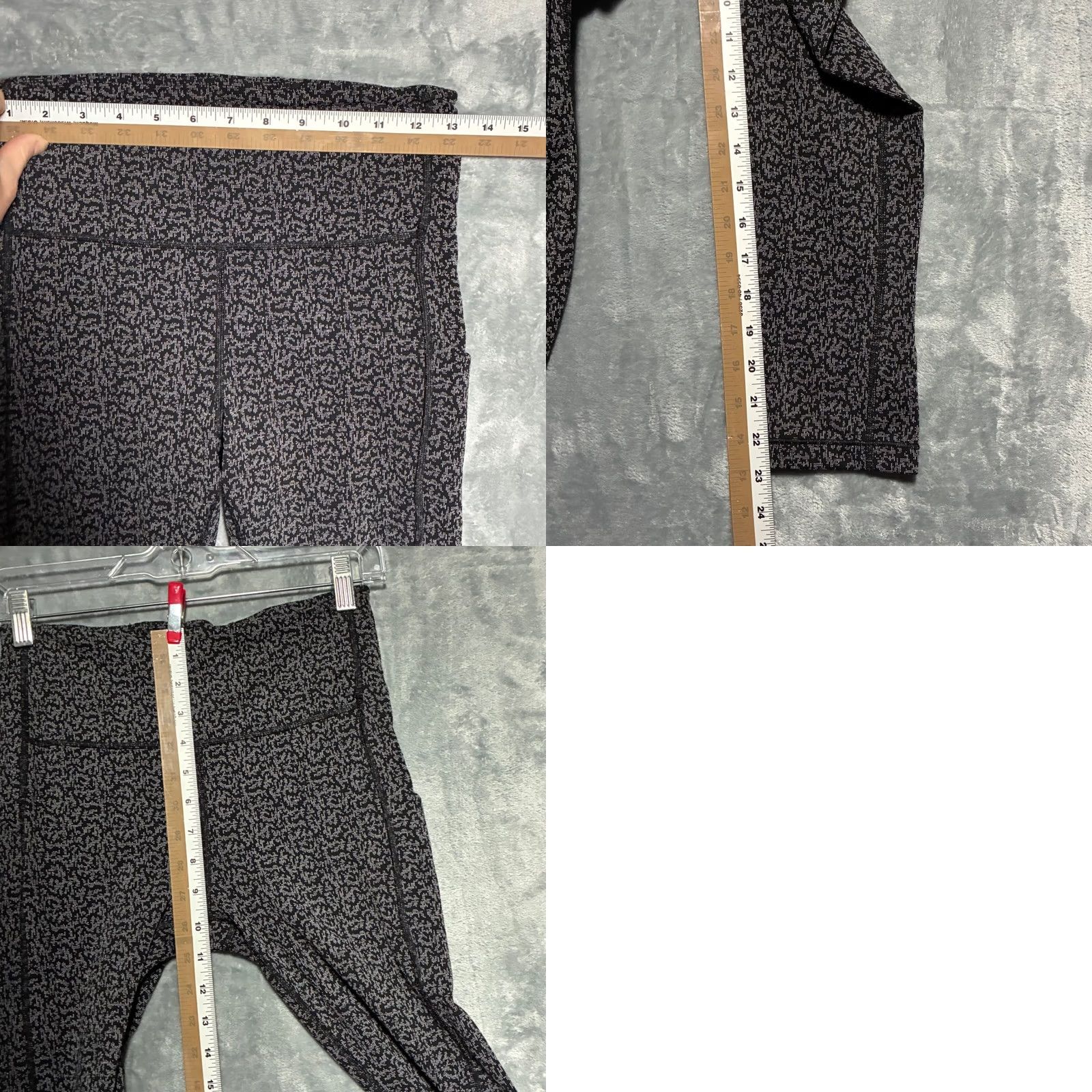 Athleta VINTAGE N/A Athleta Leggings Womens M Black Grey Textured 7/8 Tights with Pockets Activewear Running Gym Yoga Compression Shadowed Size 32" / US 10 / IT 46 - 8 Thumbnail