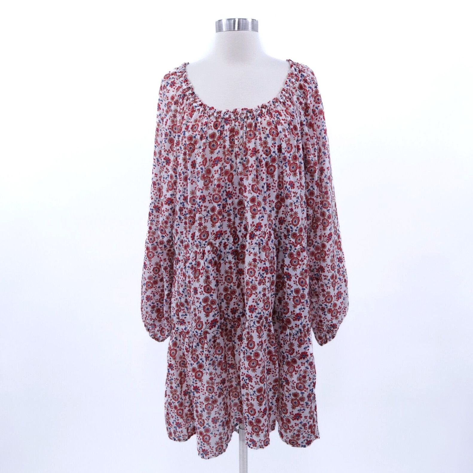 image of Xirena Dalyn Dress Womens L Large New Floral Red Spark White Blue Boho Summer