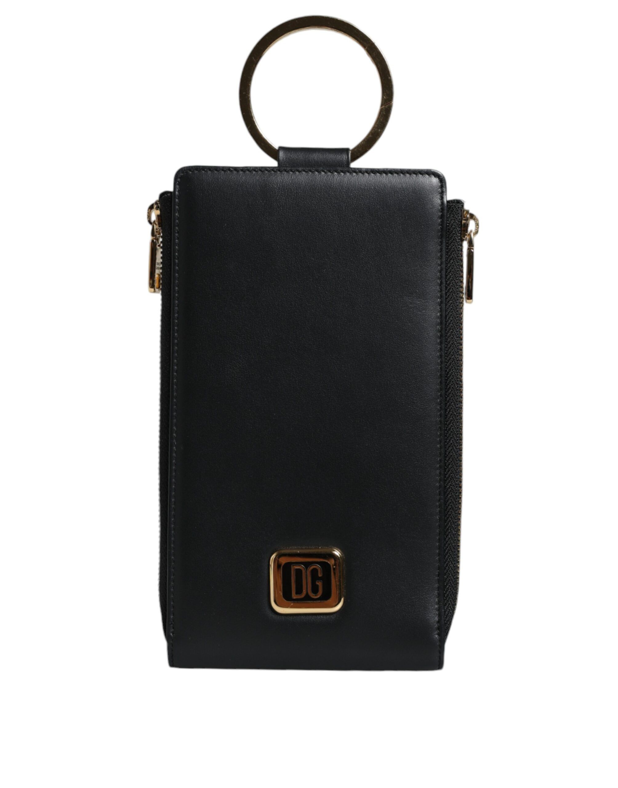 Dolce & Gabbana Black Leather Logo Plaque Neck Strap Card Coin Women's Size ONE SIZE - 1 Thumbnail