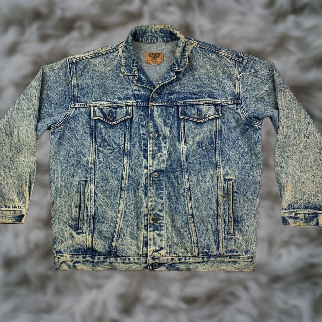 Gap VINTAGE Gap Denim Trucker Jacket Acid Wash Blue XL Men Jacket Size US XL / EU 56 / 4 - 1 Thumbnail