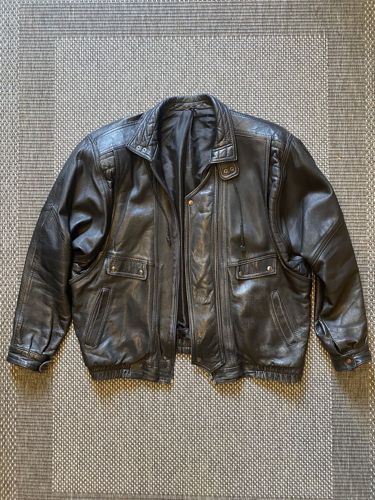 Genuine Leather × Vintage Vitage leather jacket with shoulder pads Size US L / EU 52-54 / 3 - 1 Thumbnail