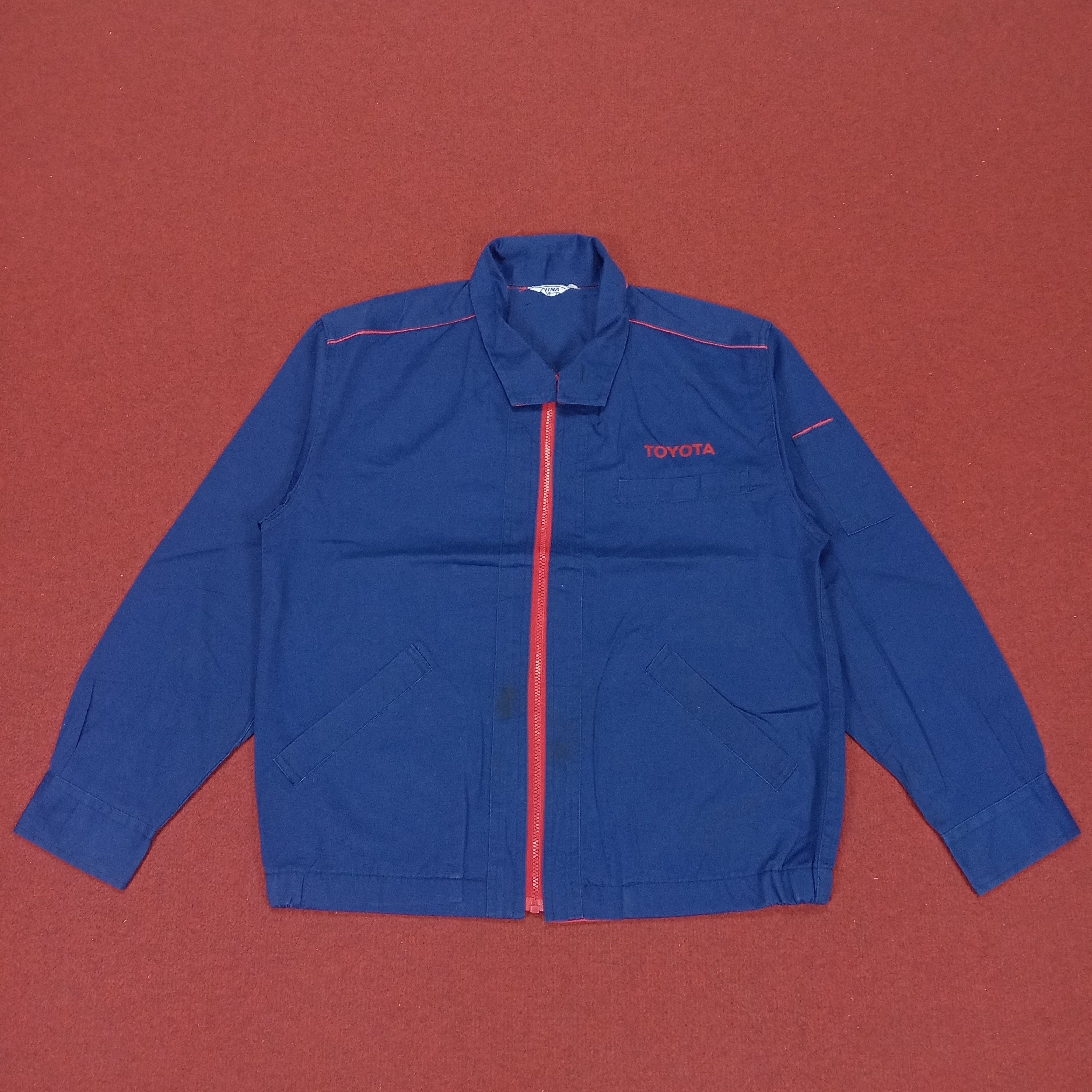 image of Racing x Vintage Toyota Japanese Motorsport Brand Workwear Style Jacket in Blue Black (Size Medium)