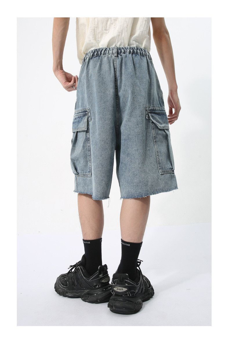 Japanese Brand × Jean Retro pocket cool workwear washed denim shorts Size US 32 / EU 48 - 3 Thumbnail