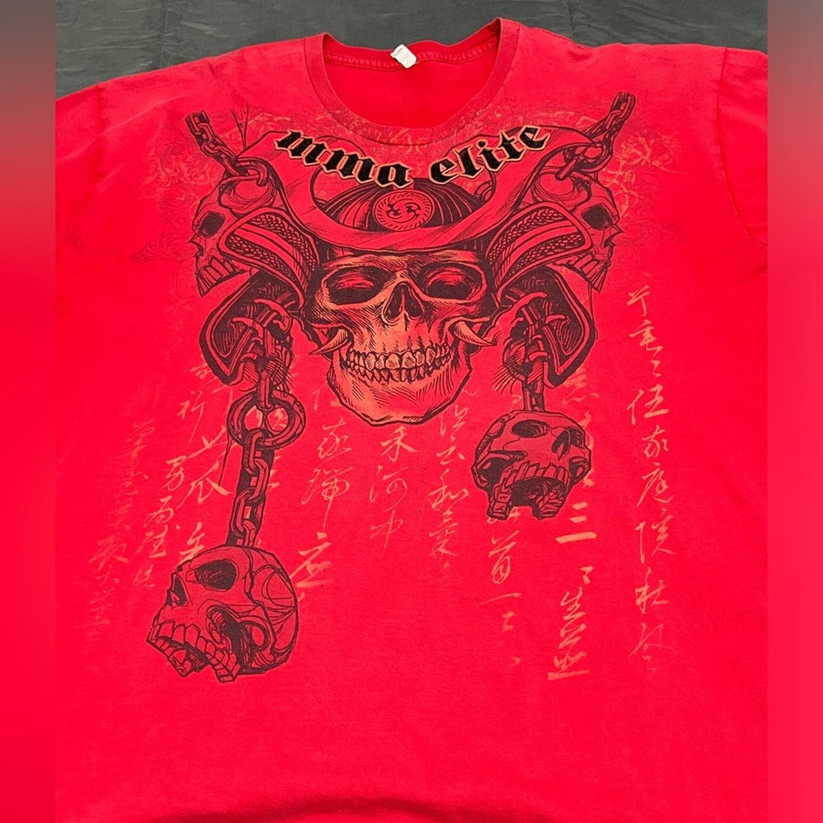 Vintage Vintage Y2K MMA Elite Samurai And Sword Skull Red Shirt RARE Size US XXL / EU 58 / 5 - 3 Thumbnail