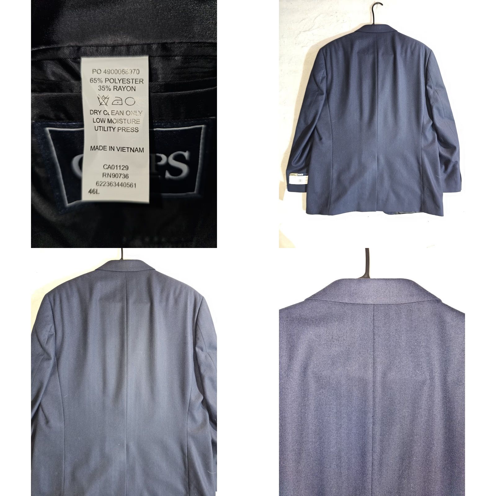 Chaps NWTs CHAPS by RALPH LAUREN Signature 2-Button Blazer Suit Coat Mens Size 46 Long Blue MSRP 175.00 Size 46R - 8 Thumbnail