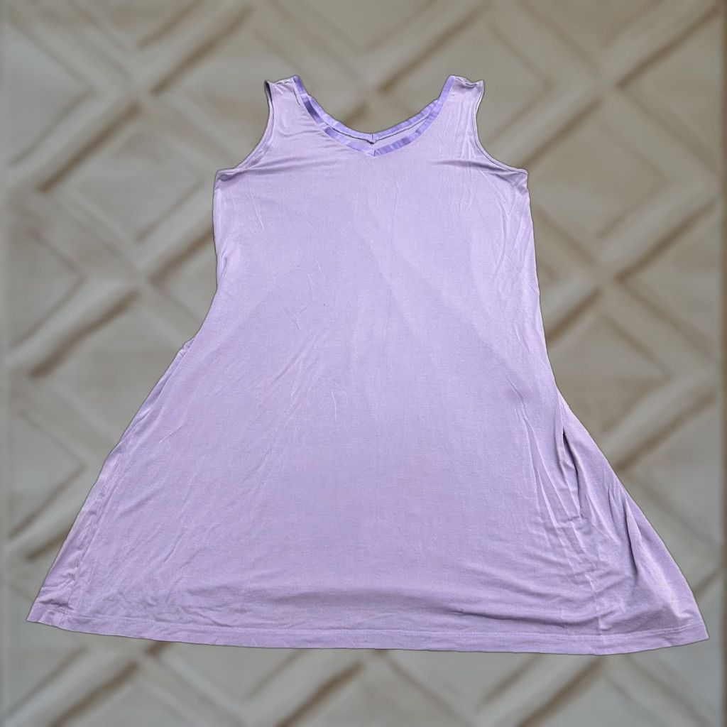 Vintage Tiktik Midi Tank Dress Womens Small Purple V-Neck Lightweight Nightgown Classic Size S / US 4 / IT 40 - 1 Thumbnail