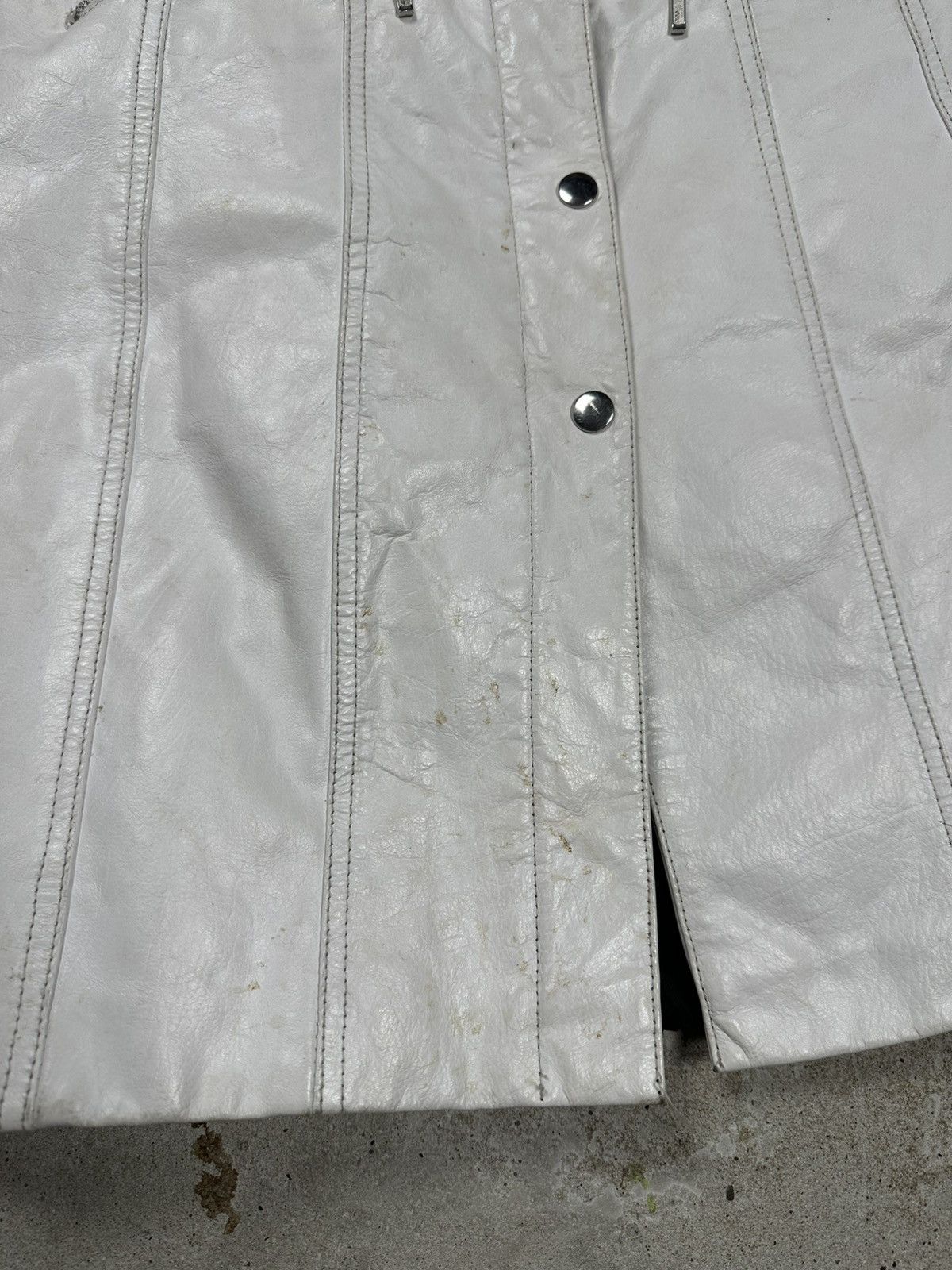 Japanese Brand Vintage Y2K Real Leather White Utility Coat Jacket Size M / US 6-8 / IT 42-44 - 3 Thumbnail