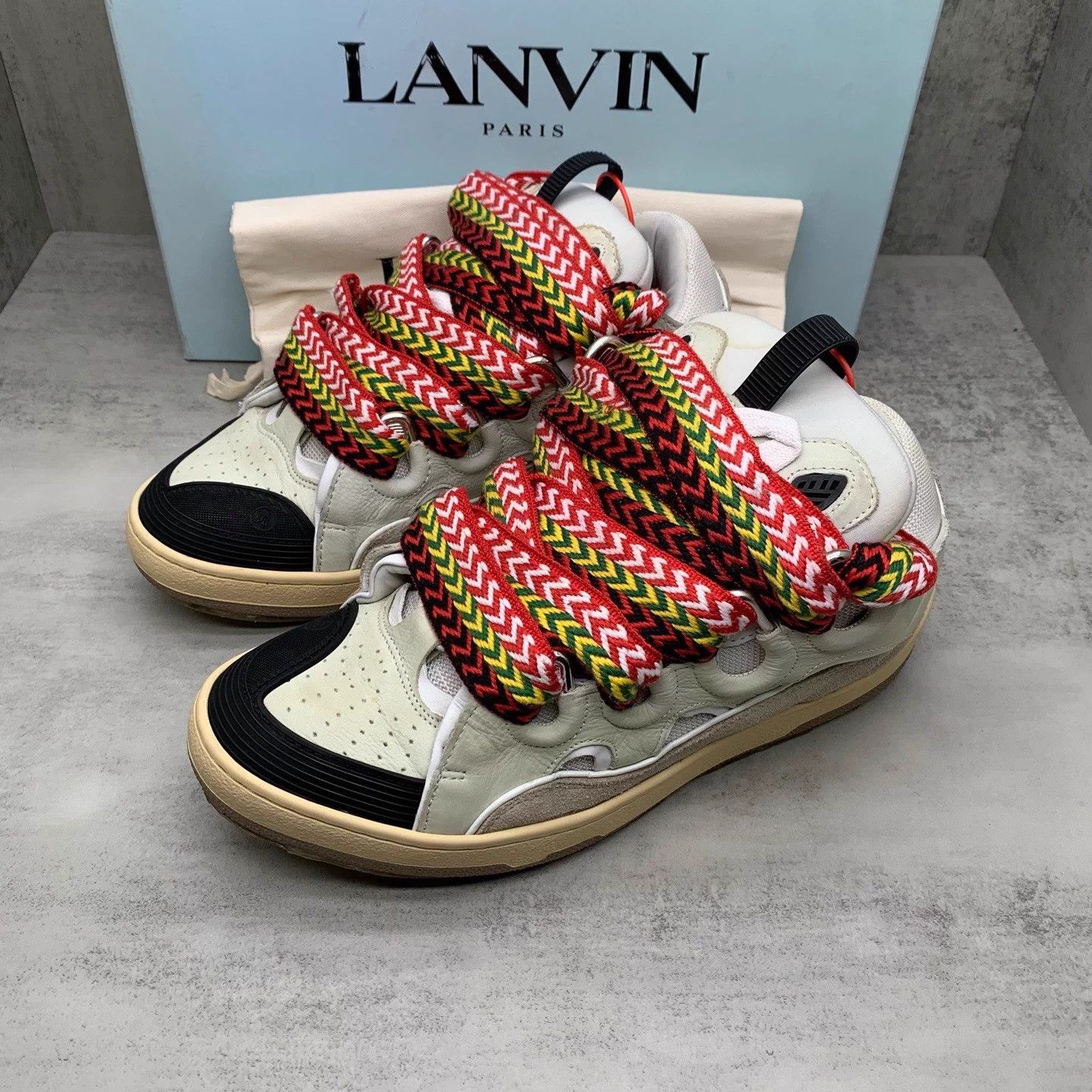 Lanvin White Bread Sneakers 42 95 New Box & Accs YY693