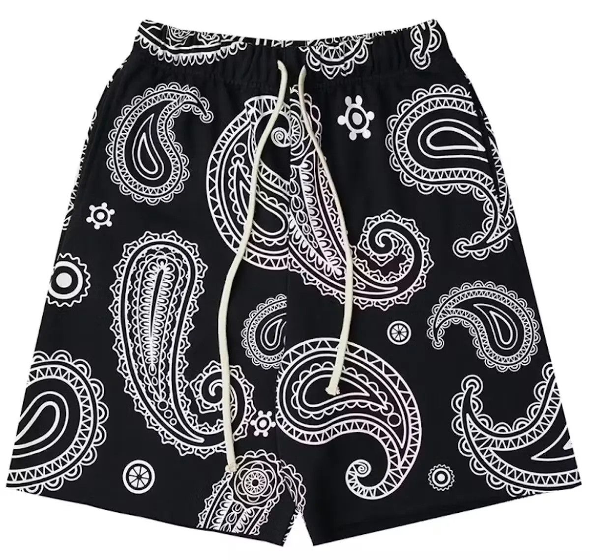 image of Vintage Black Bandana Paisley Shorts, Men's (Size 32)
