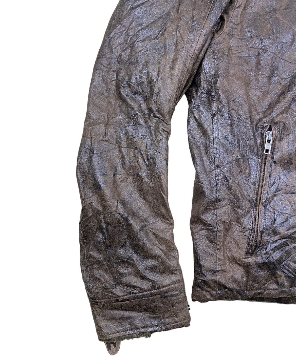 Leather × Vintage Vintage 90’s Ball Fleece Single Pocket Faded Leather Jacket Size US XL / EU 56 / 4 - 4 Thumbnail