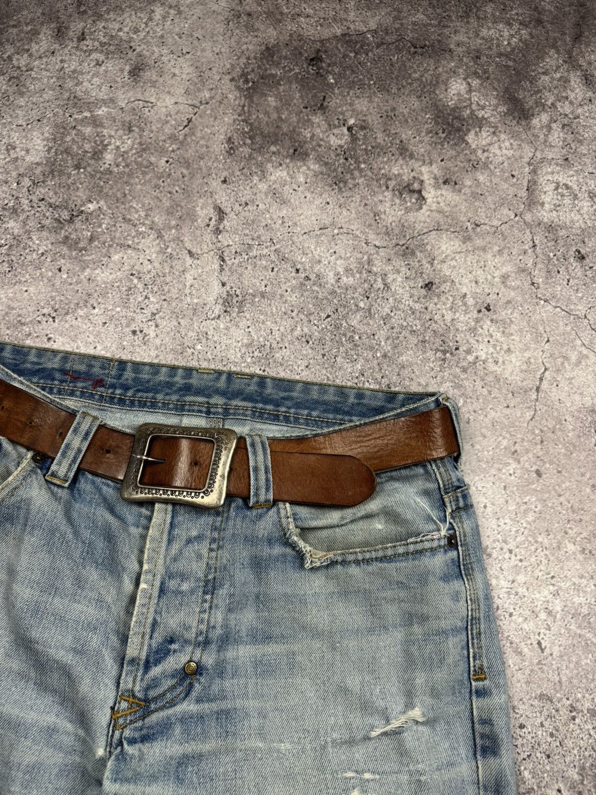 Japanese Brand 00’s NUMBER NINE STYLE LEATHER RARE Y2K WESTERN BELT VINTAGE Size ONE SIZE - 3 Thumbnail