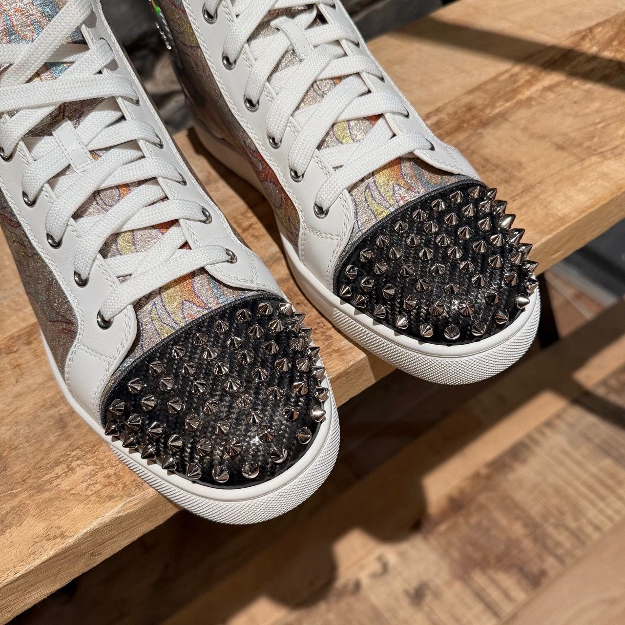 Christian Louboutin Christian Louboutin Lou Spikes Flame Lurex High-top Sneakers Size US 10.5 / EU 43-44 - 4 Thumbnail