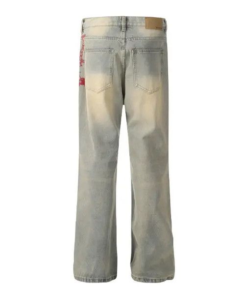 Japanese Brand × Jean Men's street heavy duty printed loose jeans y2k Size US 32 / EU 48 - 3 Thumbnail