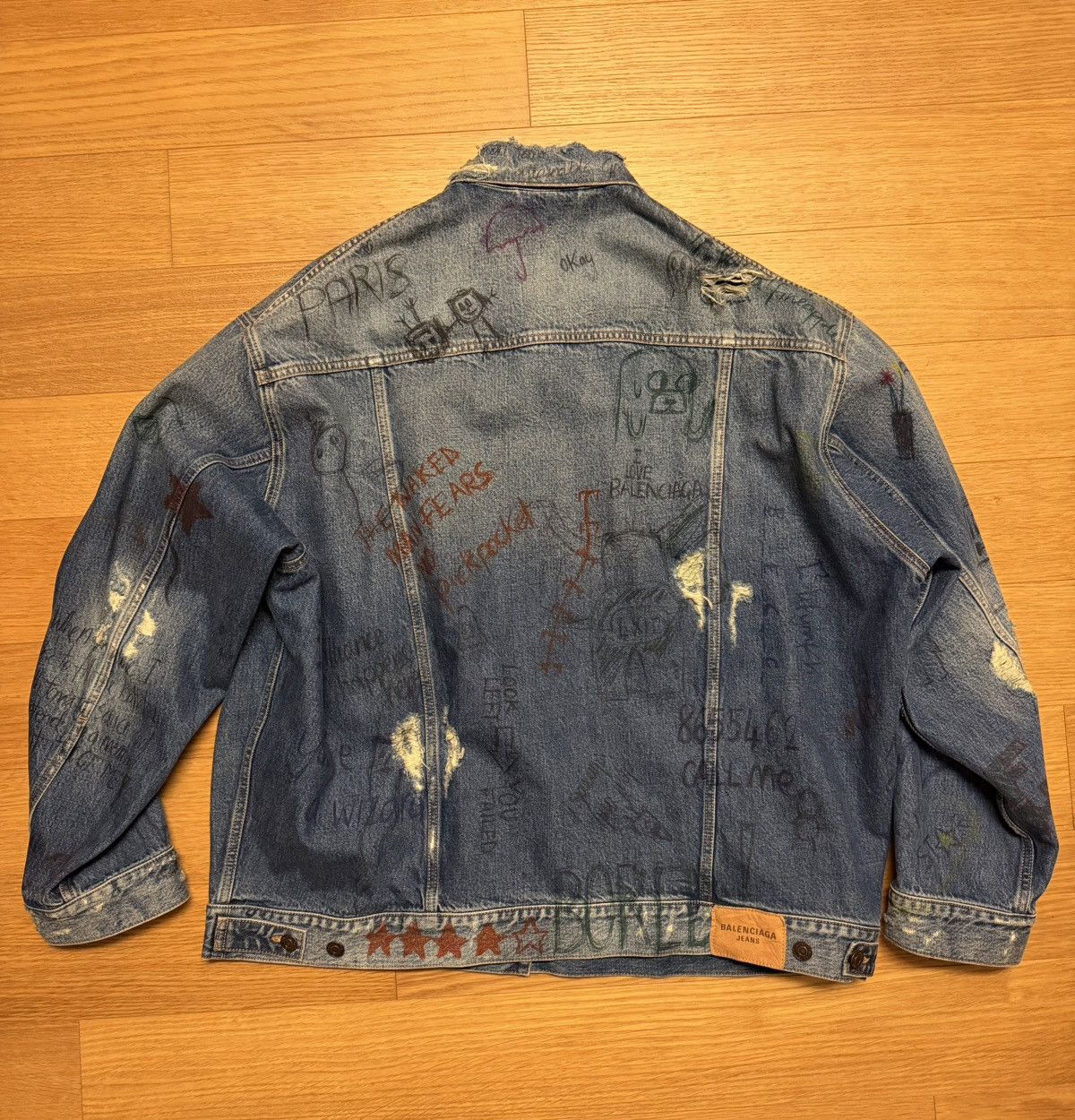 Balenciaga BALENCIAGA Scribble Oversized Denim Jacket Size US M / EU 48-50 / 2 - 2 Thumbnail