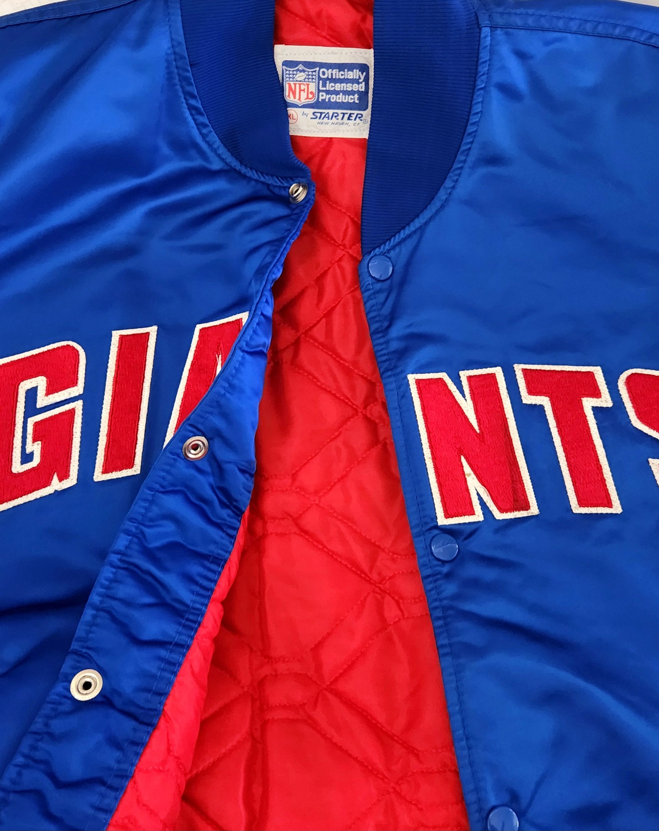 NFL × Starter × Vintage Starter True Vintage 80's New York Giants NFL Satin Football Size US XL / EU 56 / 4 - 9 Thumbnail