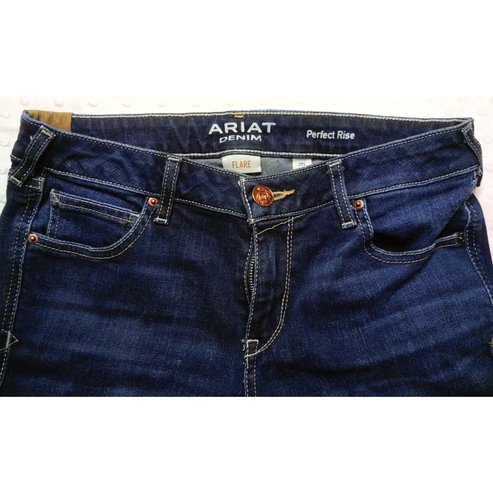 Ariat Ariat Jeans Womens 29S Blue Perfect Rise Flare Stretch Denim Ranch Farm Cowgirl Size 29" - 4 Thumbnail