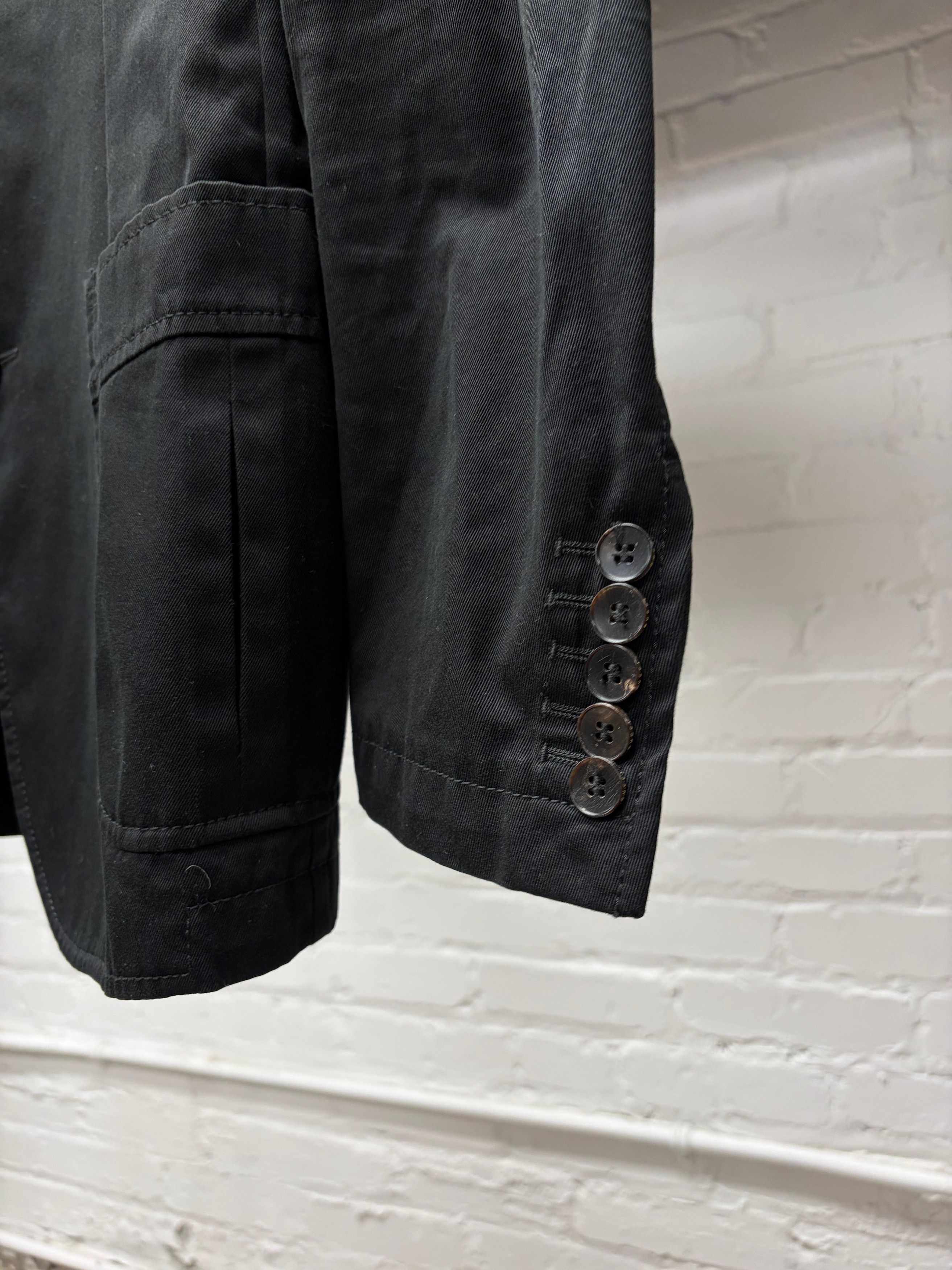 Gucci 2000s Gucci Black Single Breasted Waxed Cotton Long Blazer Size 40R - 2 Thumbnail