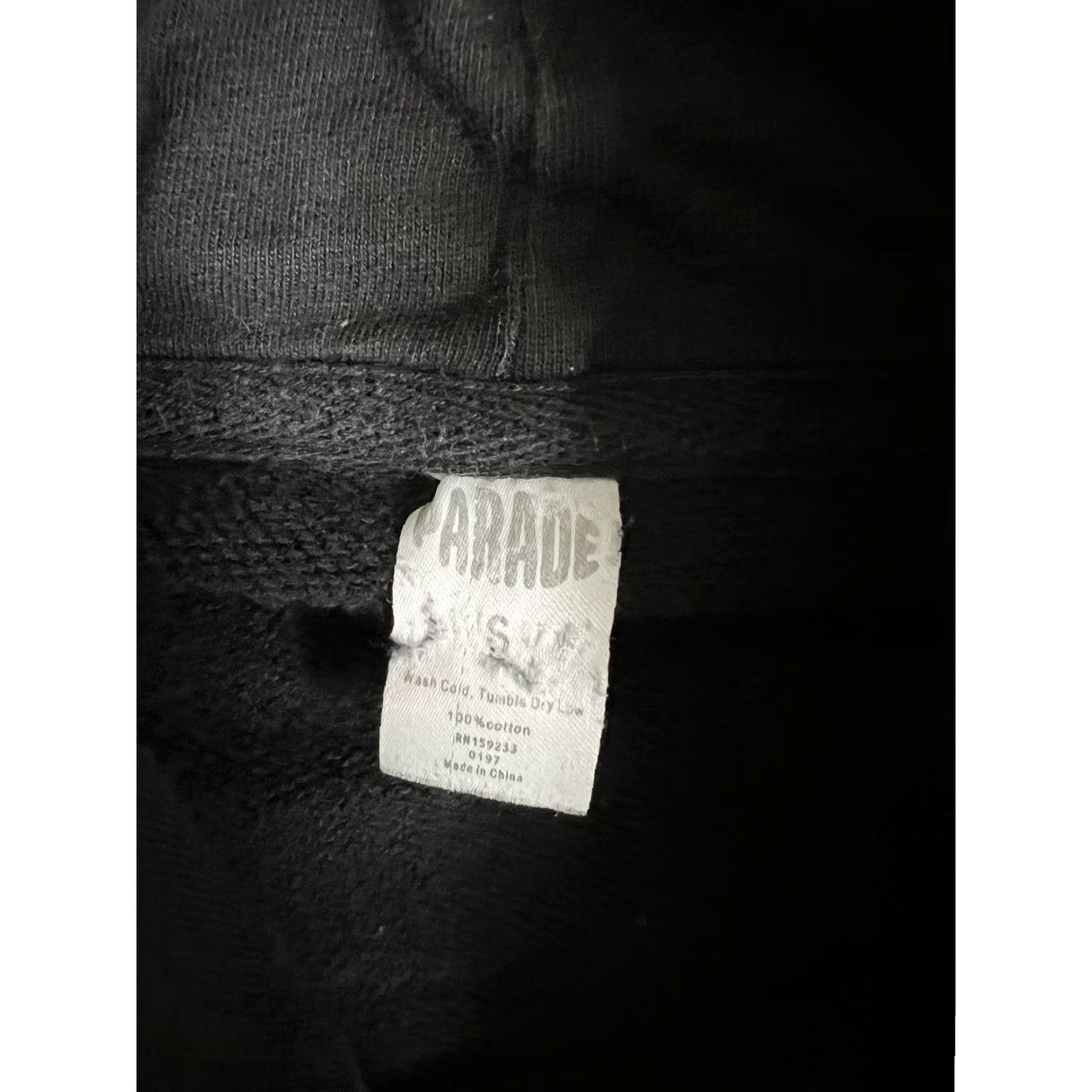 Vintage Parade Hoodie Mens Small Black Logo Patch Skater Pullover Fleece Sweatshirt Size US S / EU 44-46 / 1 - 6 Thumbnail