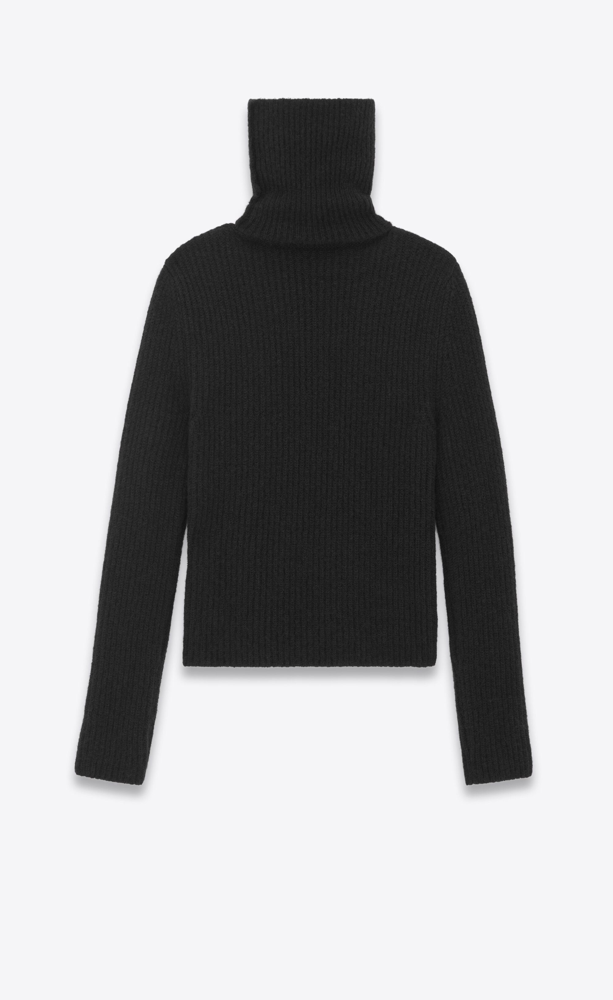 Saint Laurent Paris o1s1wg110425 Turtleneck Sweater in Ribbed Alpaca in Black Size US M / EU 48-50 / 2 - 2 Thumbnail