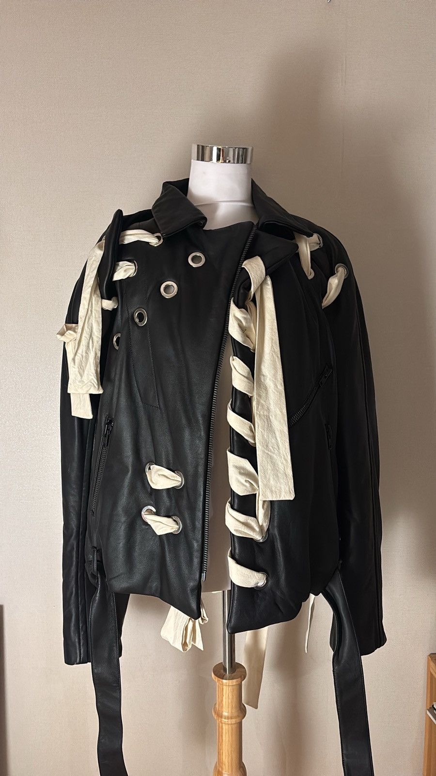Craig Green CRAIG GREEN 2016 AW COLLECTION EYELETS LEATHER BIKER JACKET Size US L / EU 52-54 / 3 - 7 Thumbnail