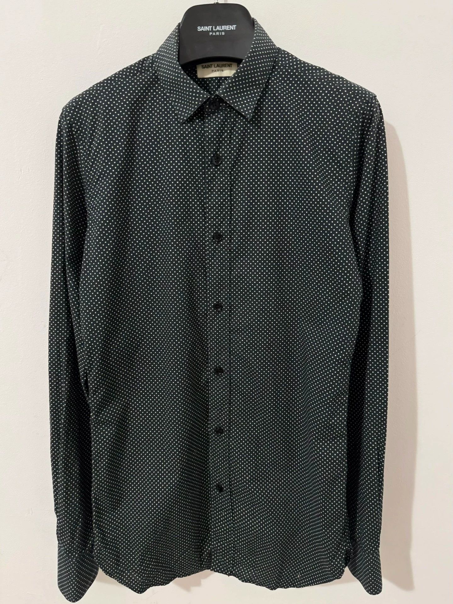 Saint Laurent all-over black and white polka dot shirt