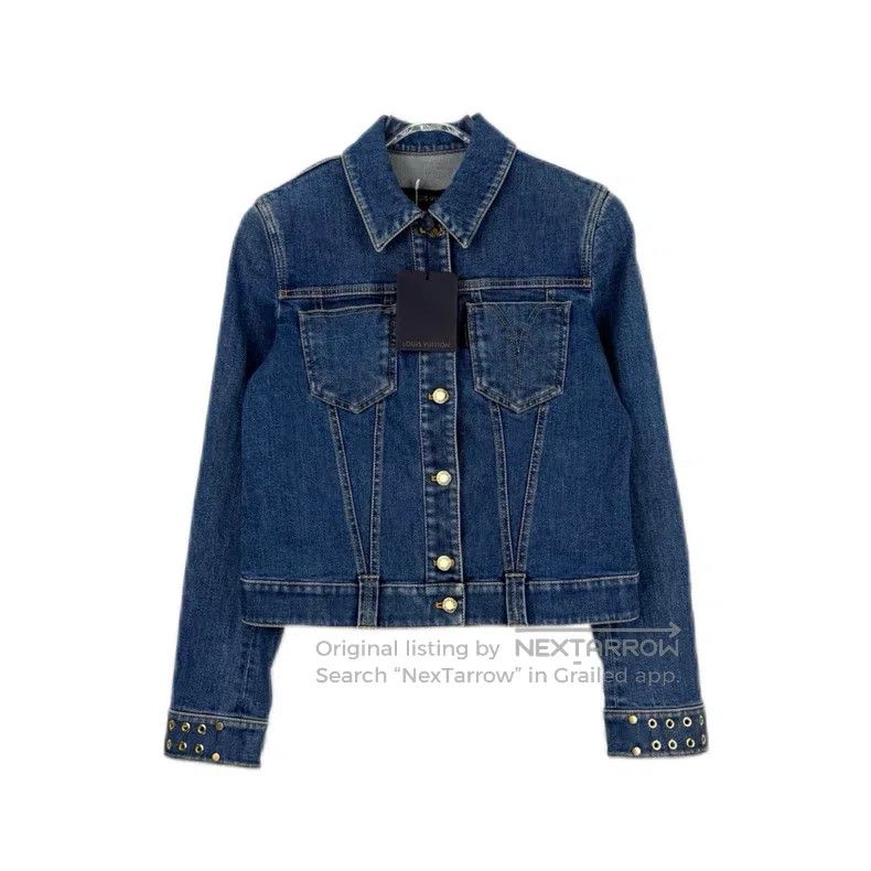 Louis Vuitton Washed blue studded cuffed denim jacket