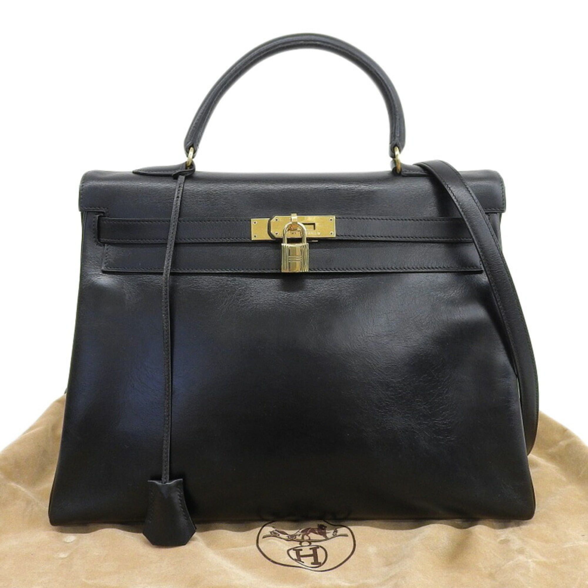 Hermes Hermes Kelly 35 bag, box calf leather, black, gold-plated hardware, inside stitching, with X stamp. Size ONE SIZE - 1 Thumbnail